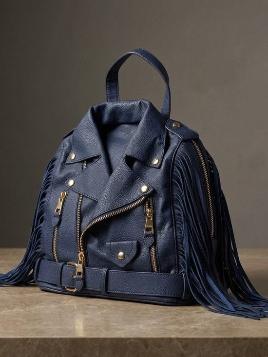 Midnight Moto Navy Fringe Backpack main image 7